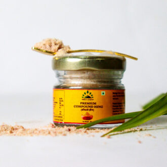 Hillpure Organic Growwn by mother nature Heeng 20 gm, Compunded Asafoetida (Bandhani Hing), Strong Flavour & Aroma, Airtight Packaging for Freshness, 20 gm Glass Bottle