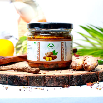 Hillpure Organic Ginger Pickle, Handcrafted Original Recipe & Traditional Taste, From Uttarakhand - (300 gm, Glass Jar)