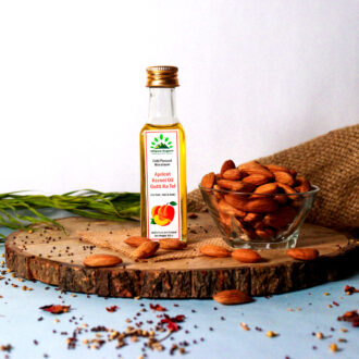 Hillpure Organic Cold Pressed Himalayan Apricot kernel oil-100% pure and natural, undiluted, for skin, moisturization, anti aging, healthy scalp and hair, Pahadi local Oil For Dry Skin (65 ml, Glass Bottle)