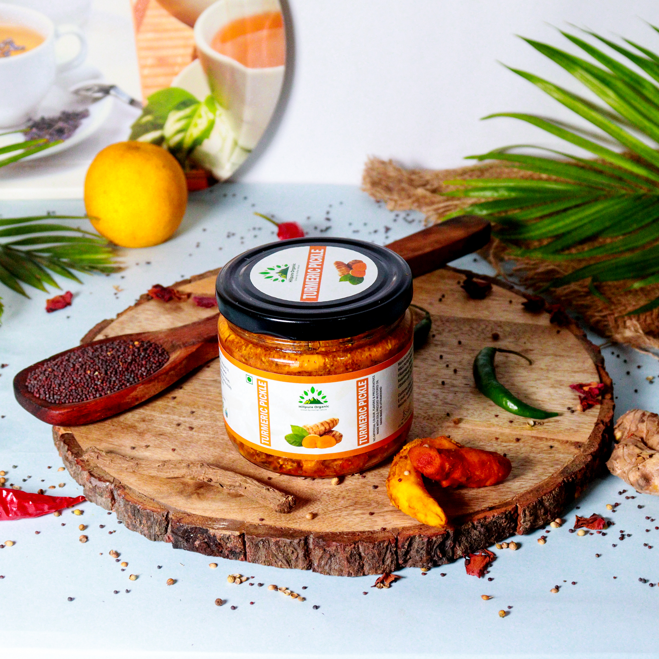 Hillpure Organic Turmeric Pickle, Haldi Ka Achar Handcrafted original recipe & Traditional Taste, From Uttarakhand Handpicked | No Preservatives/Colors | - 300 gm Glass Jar - Image 2